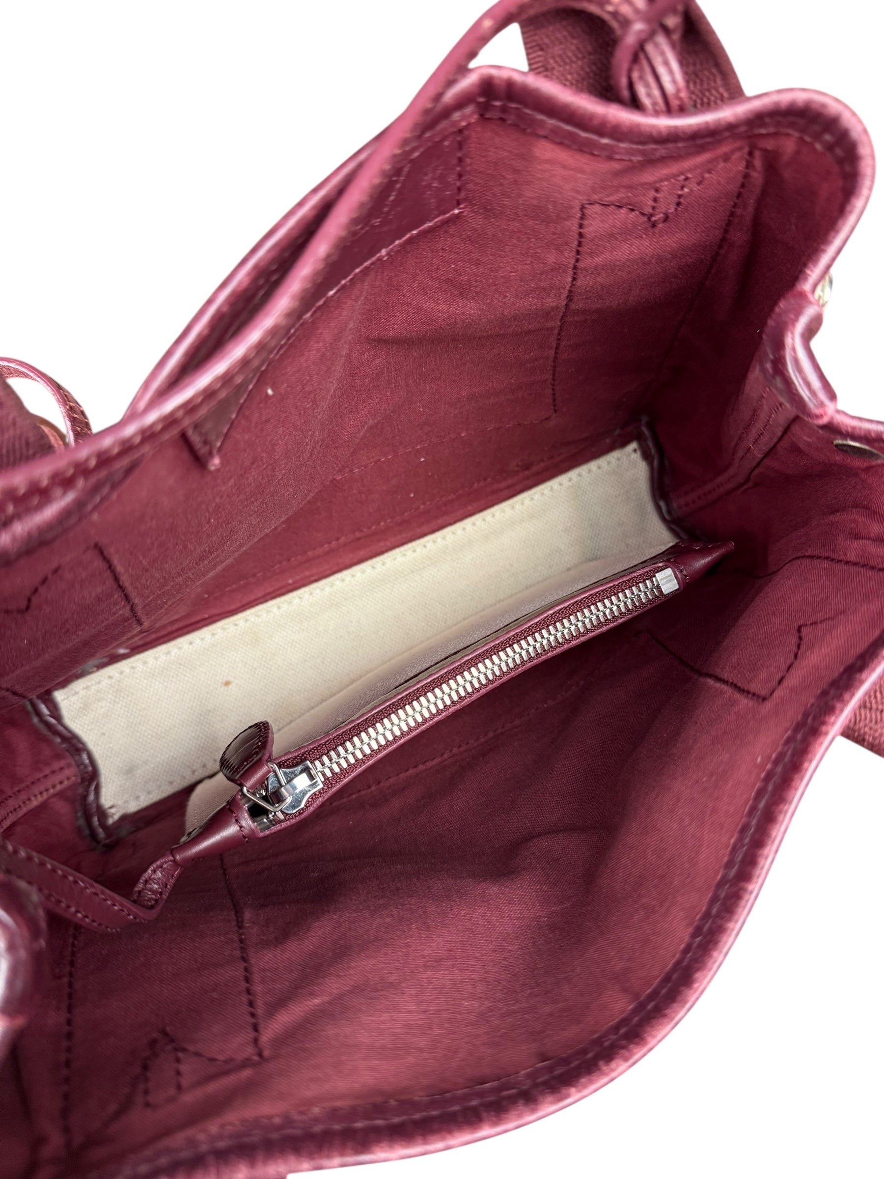 Balenciaga Canvas Maroon Cabas XS Tote Bag