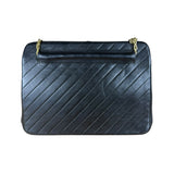 Chanel Vintage Black Chevron Leather Chain Bag