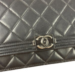 Chanel Black Quilted Lambskin Boy Flap Wallet On Chain 2014