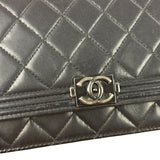 Chanel Black Quilted Lambskin Boy Flap Wallet On Chain 2014