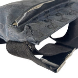 Gucci Black Leather Trim GG Double Pocket Bel Bag