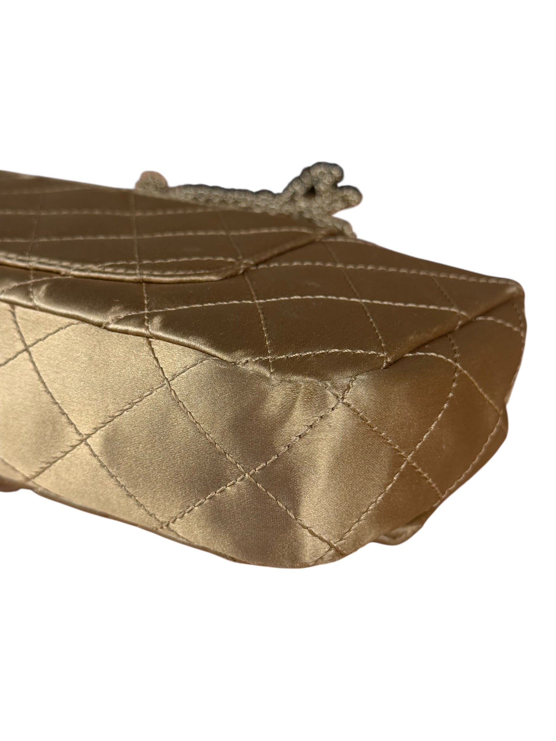 Chanel CC Limited Edition Gold Satin Quilted Flap Bag 2008