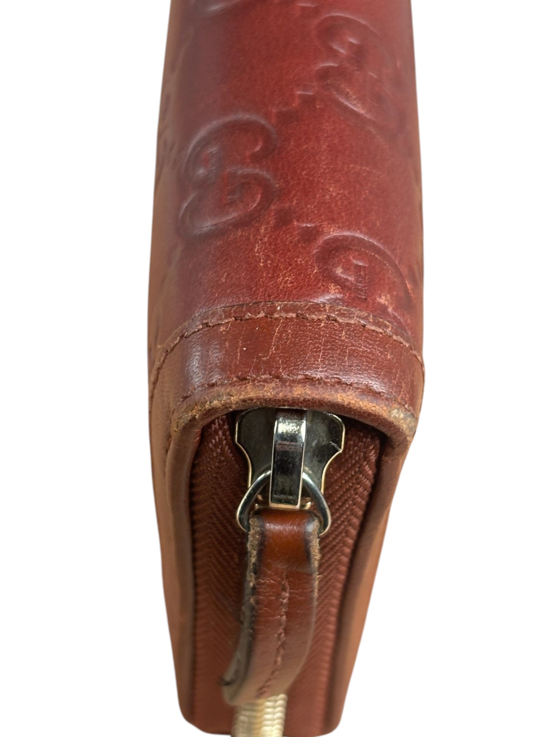Gucci Burgundy Marmont Leather Guccissima Zip Long Wallet