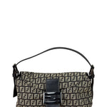 Fendi Black/Beige Leather Trim Zucca Mamma Baguette