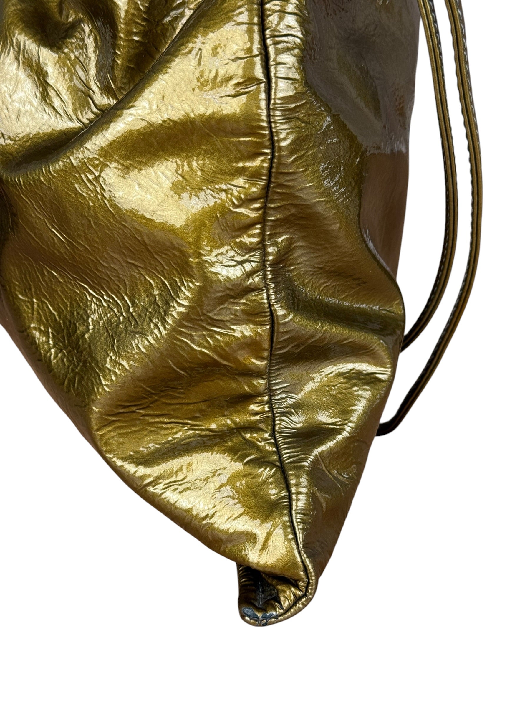 Chanel CC Green Metallic Patent Leather BonBon Chain Cinch Tote 2008