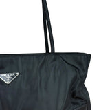 Prada Vintage Black Nylon Zip Shoulder Bag
