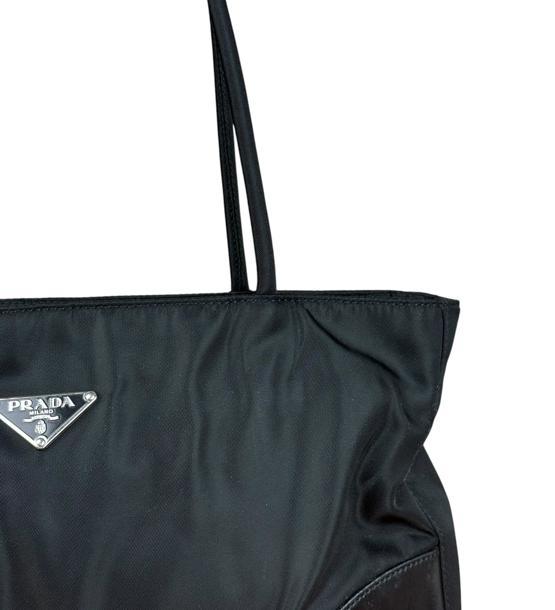Prada Vintage Black Nylon Zip Shoulder Bag