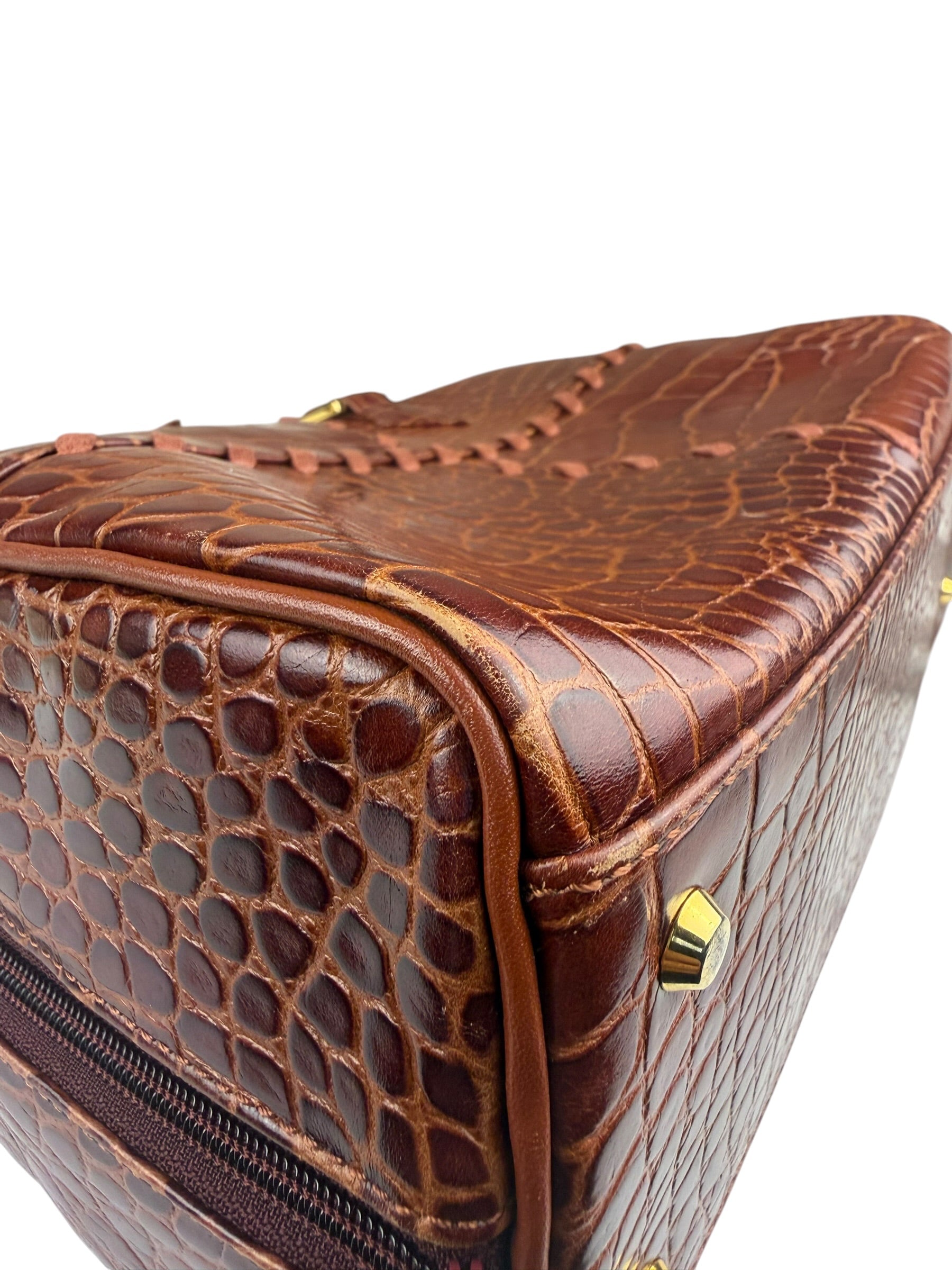Yves Saint Laurent Vintage Croc-Embossed Leather Handbag