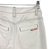 Miu Miu White Denim Stitched Bootleg Jeans