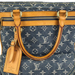 Louis Vuitton Vintage Demin Leather Trim Flat Shopper Tote Bag