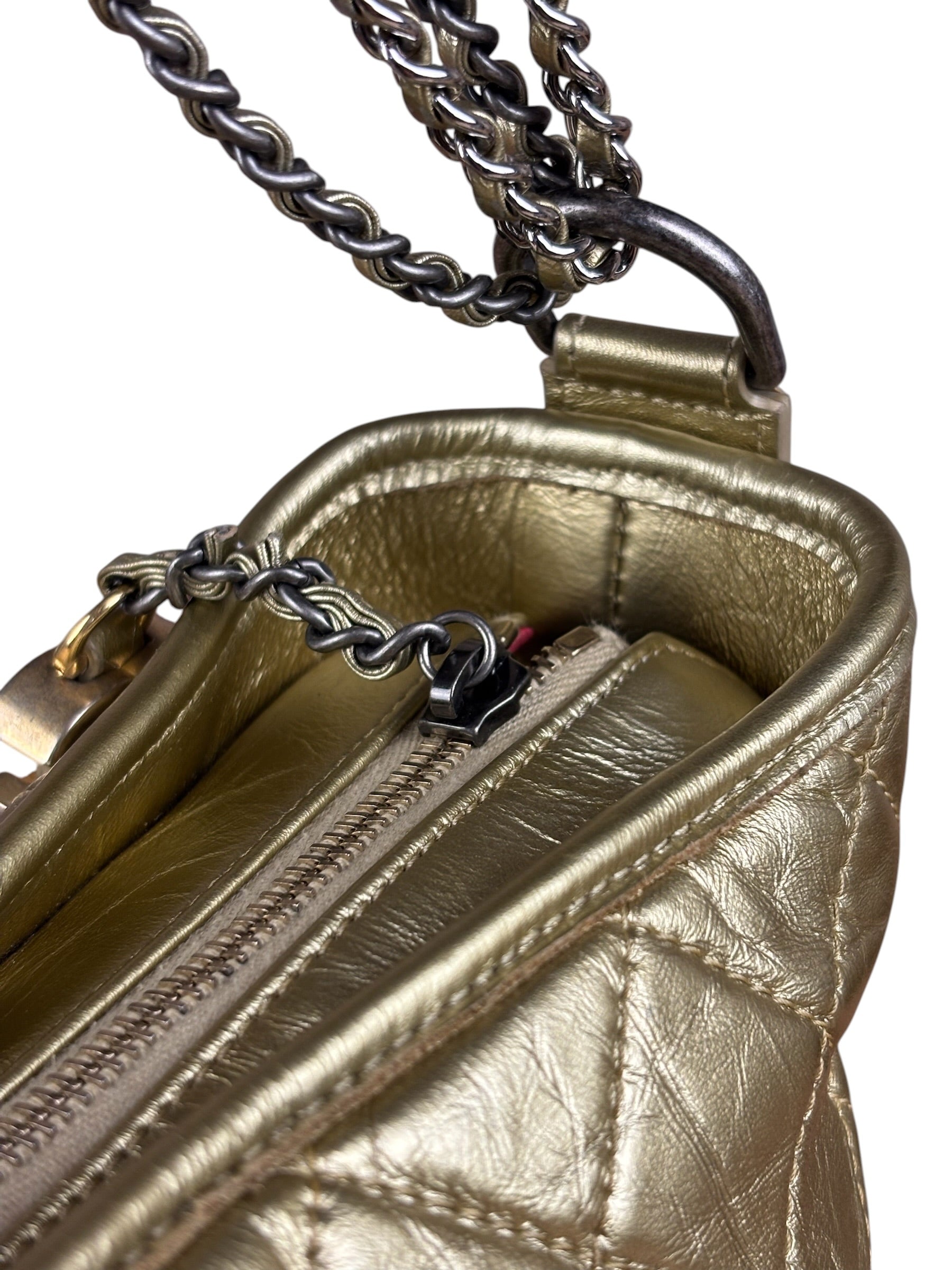 Chanel Gold Leather Gabrielle Hobo 2016