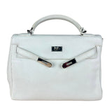 Hermes Kelly 32 White Clemence Leather Handbag 2008