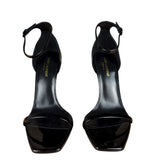 Saint Laurent Glossy Black Gold Logo Heels