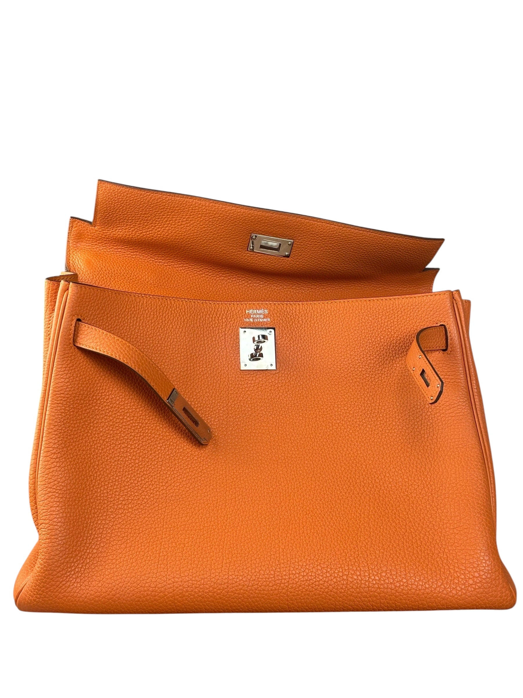 Hermes 2011 Orange Togo Leather Palladium Kelly 35