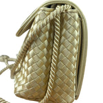 Bottega Veneta Vintage Cream Satin Intrecciato Mini Shoulder Bag