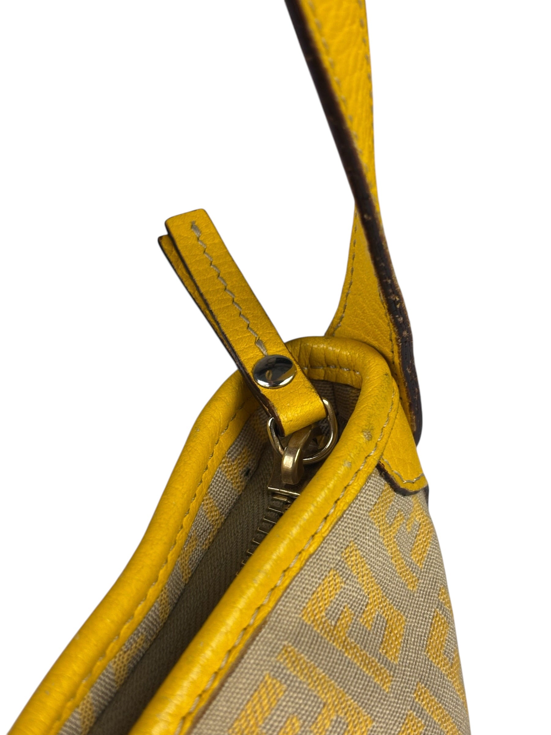 Fendi Yellow Leather Trim Zucca Crossbody Bag