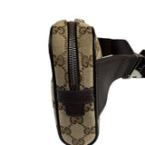 Gucci Brown Leather Trim GG Canvas Belt Bag