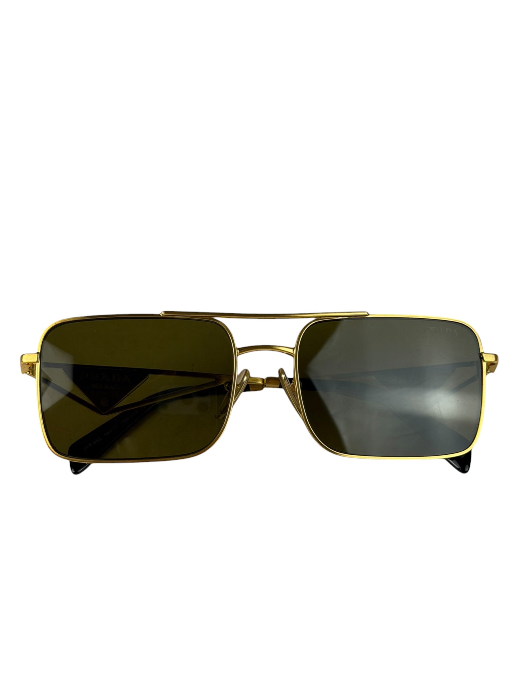 Prada Black/Gold PR A52S Rectangular Sunglasses