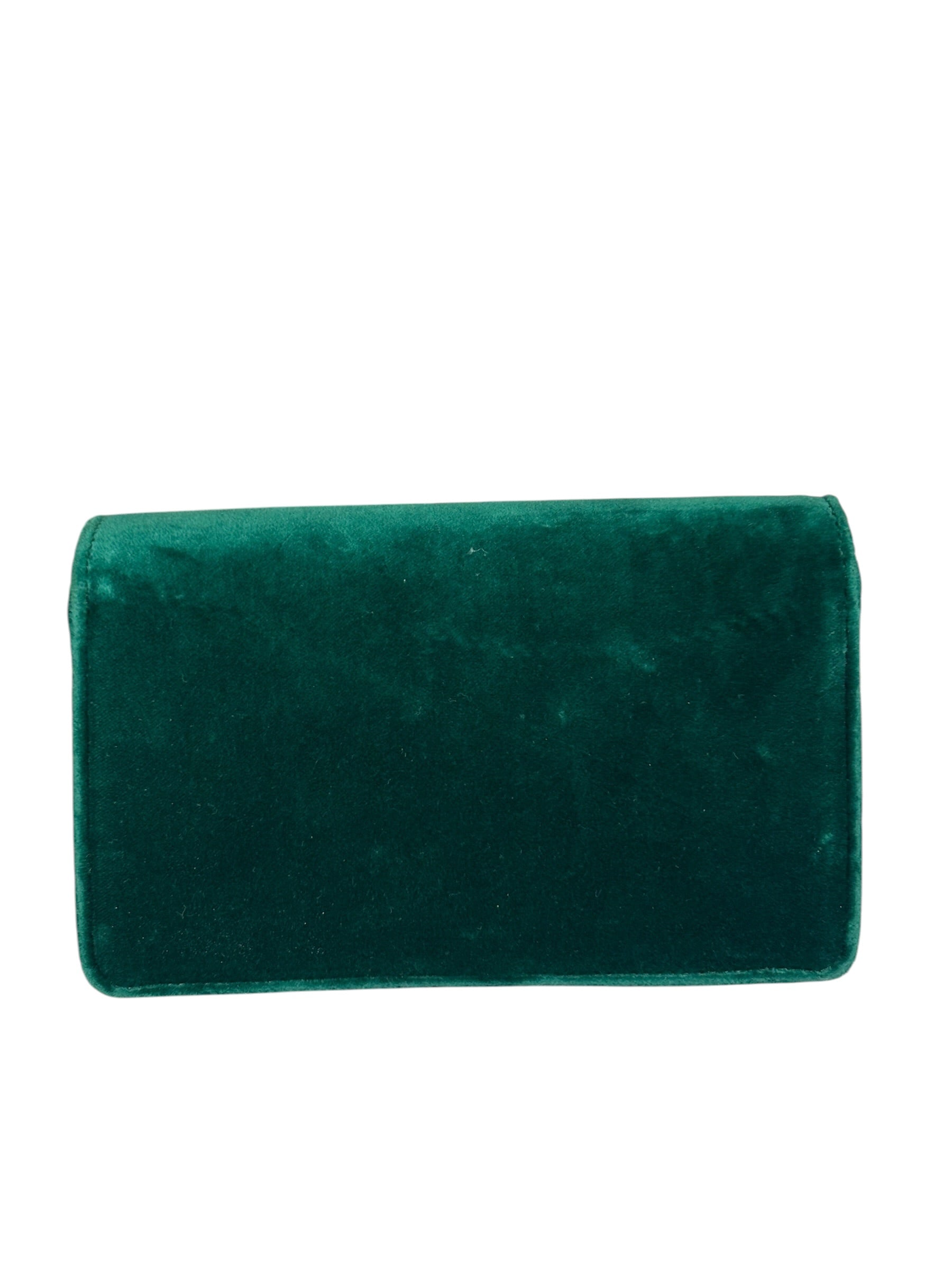 Gucci Green Velvet/Leather Trim Square G Broadway Shoulder Bag