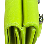 Balenciaga Fluo Neon Yellow Leather Cash Trifold Mini Wallet