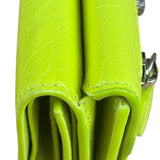 Balenciaga Fluo Neon Yellow Leather Cash Trifold Mini Wallet