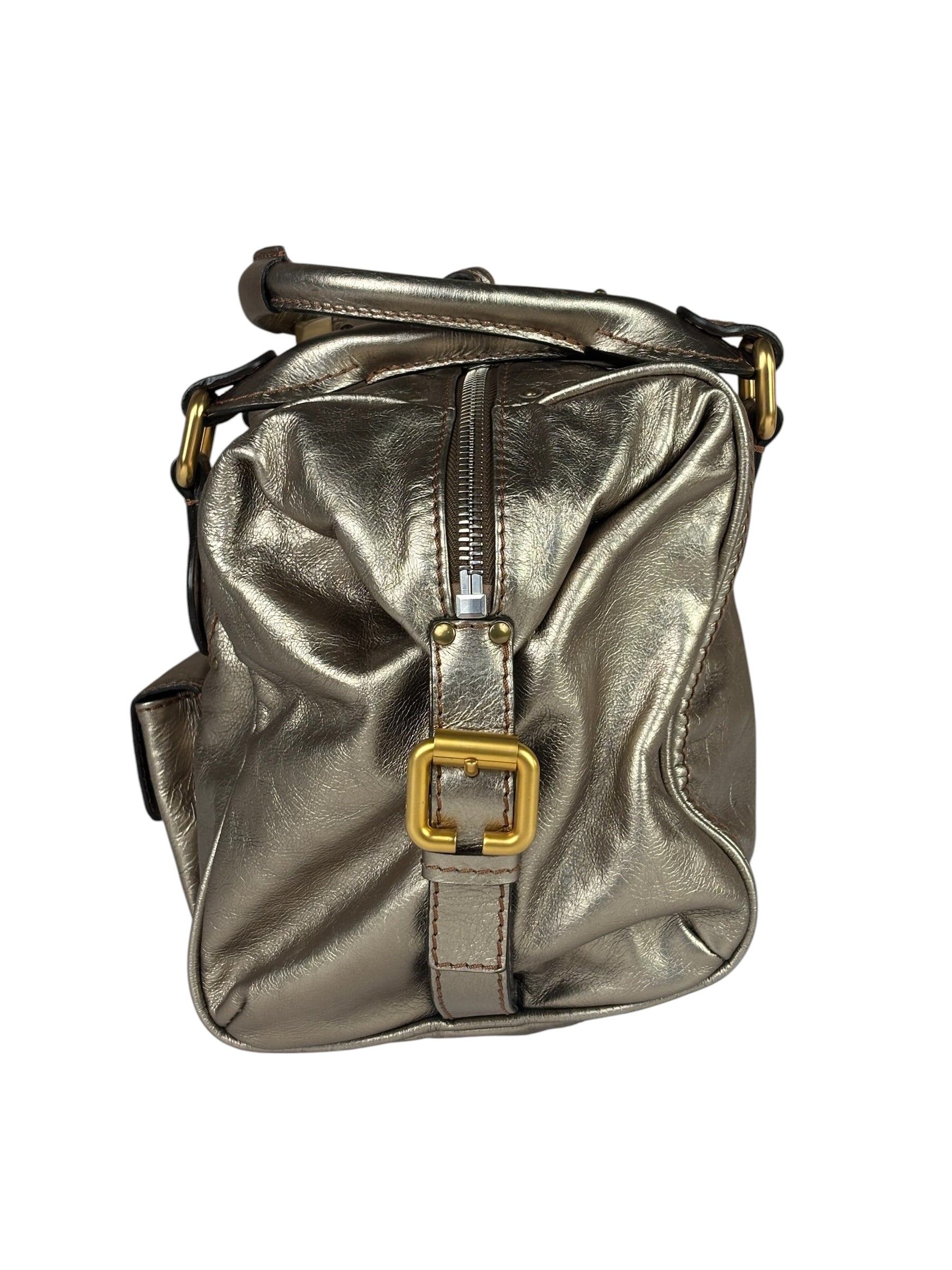 Chloe Metallic Gold Leather Paddington Handbag