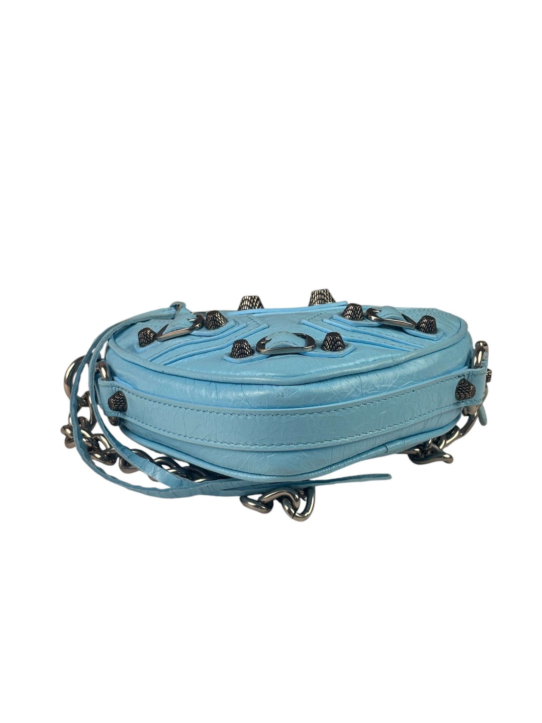 Balenciaga Blue Leather Le Cagole Mini Heart Crossbody