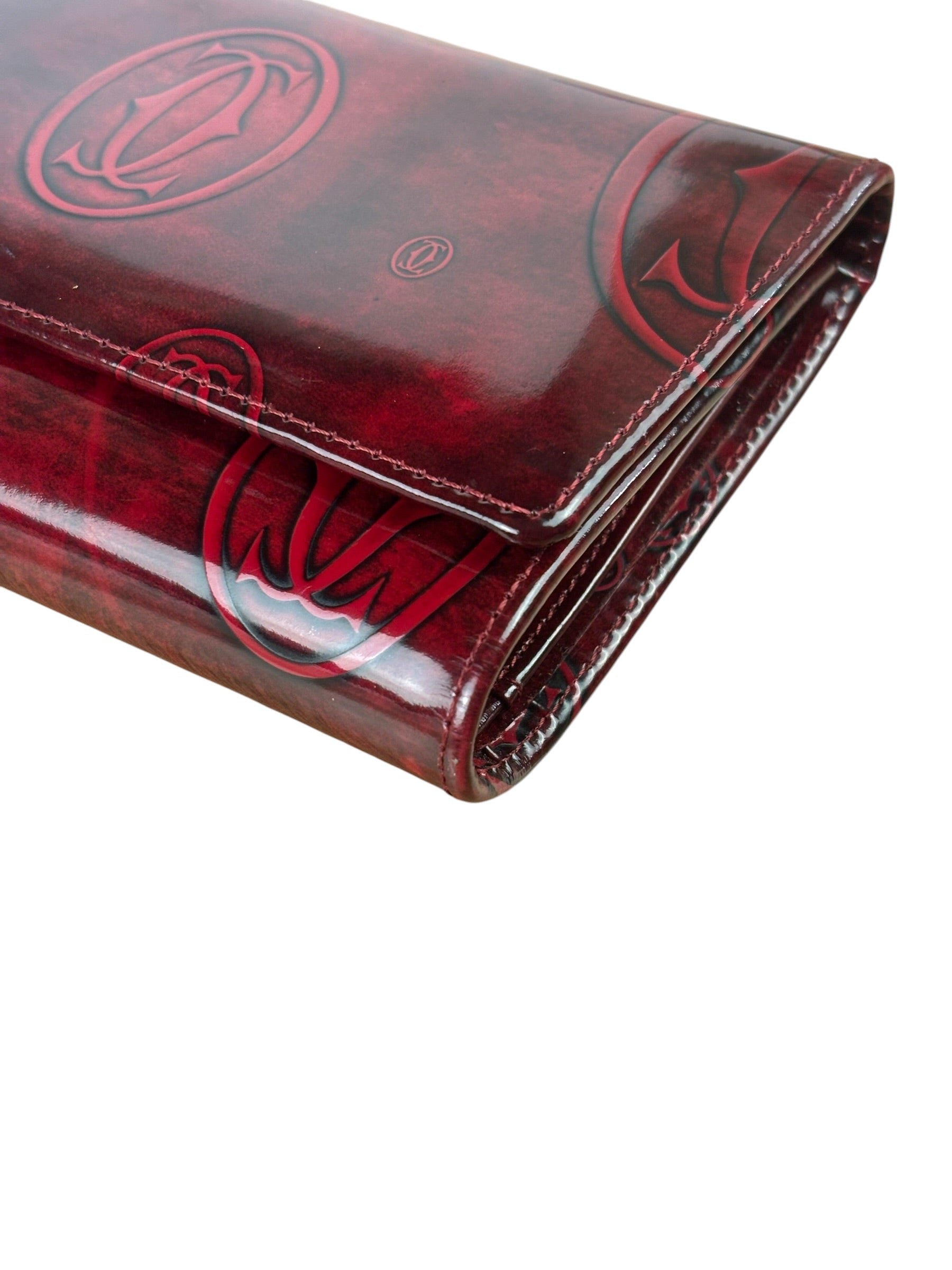 Cartier Red Patent Leather Must De Cartier Tri-Fold Wallet