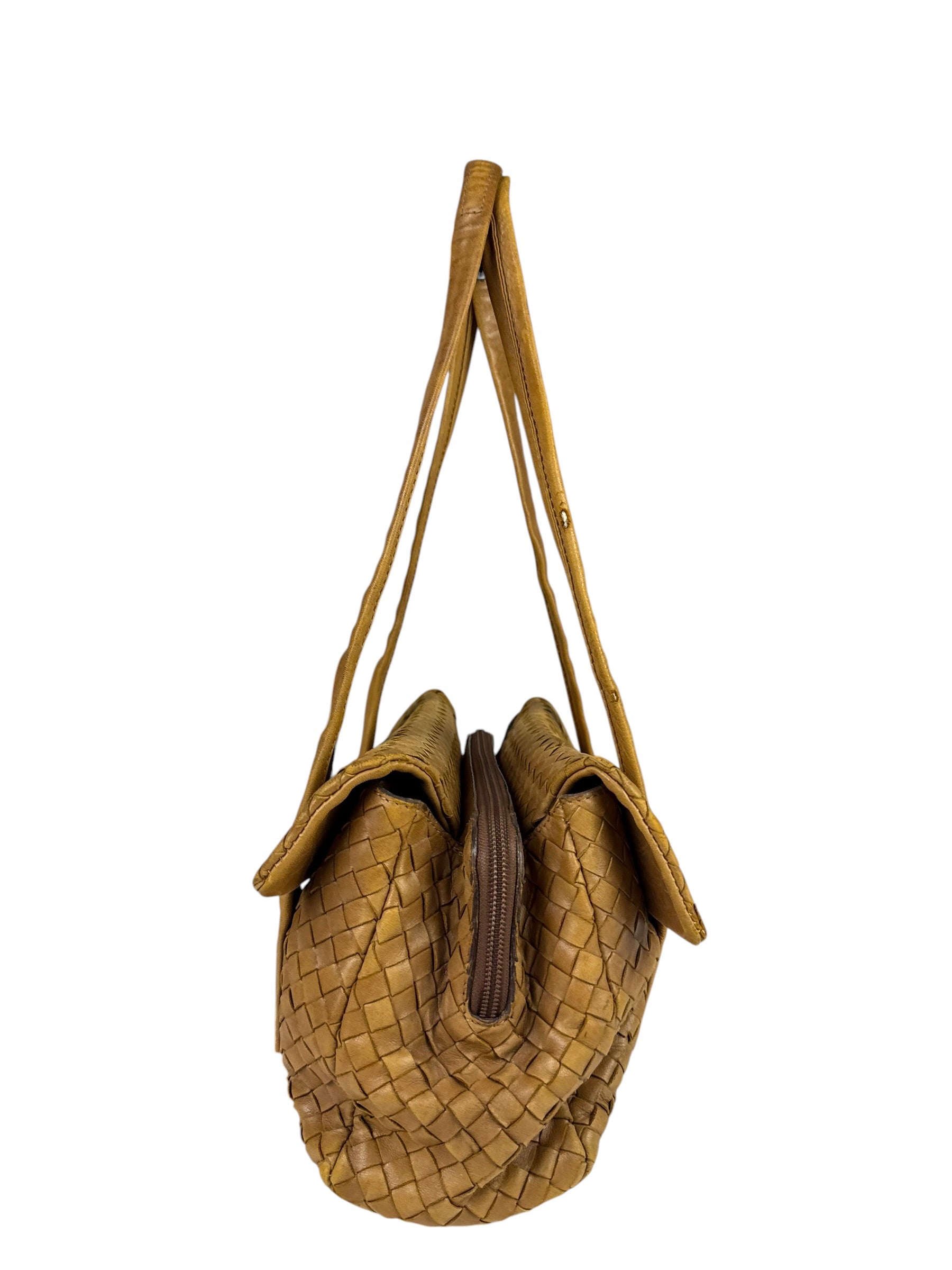 Bottega Veneta Tan Brown Intrecciato Shoulder Bag