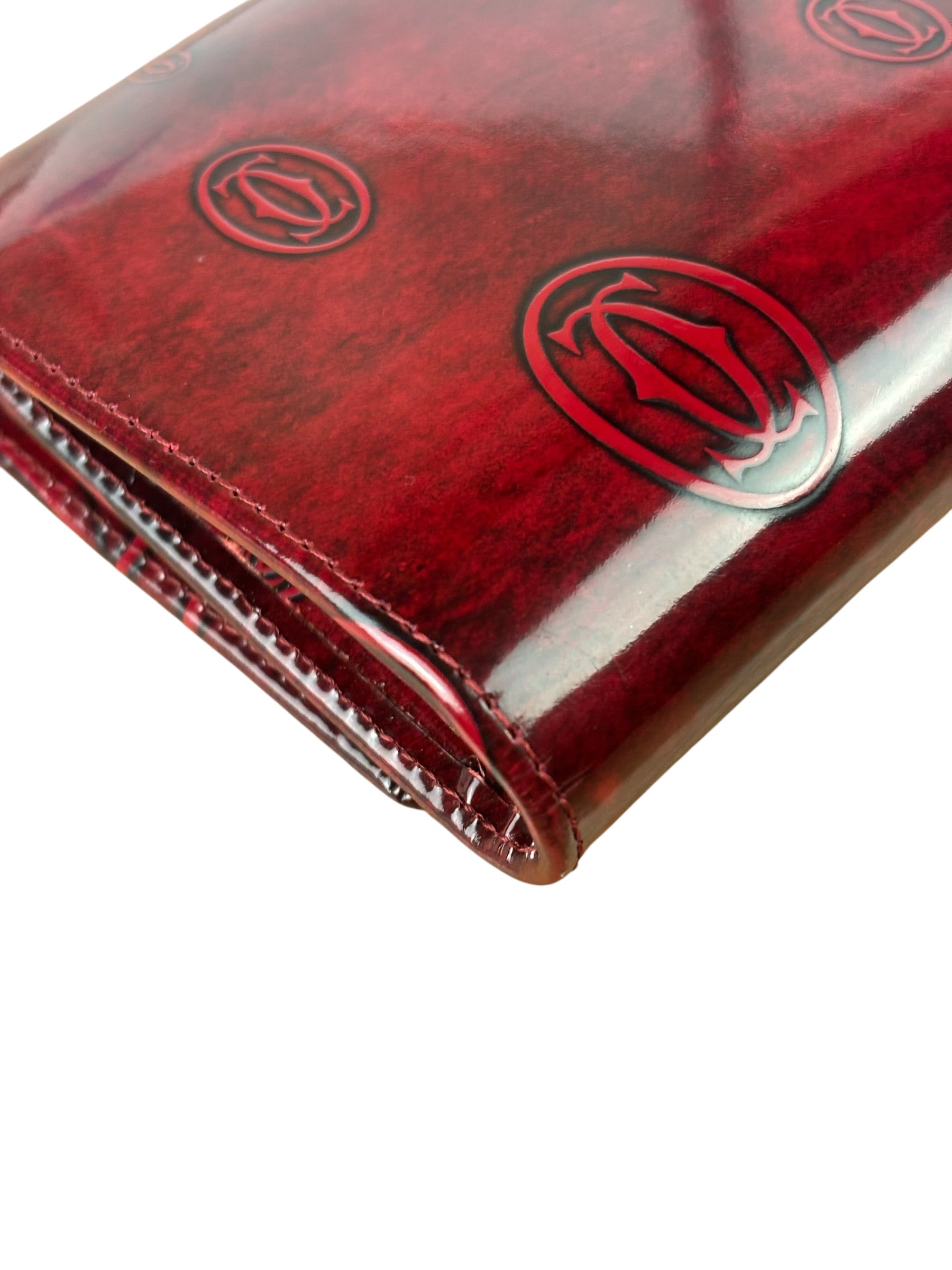 Cartier Red Patent Leather Must De Cartier Tri-Fold Wallet