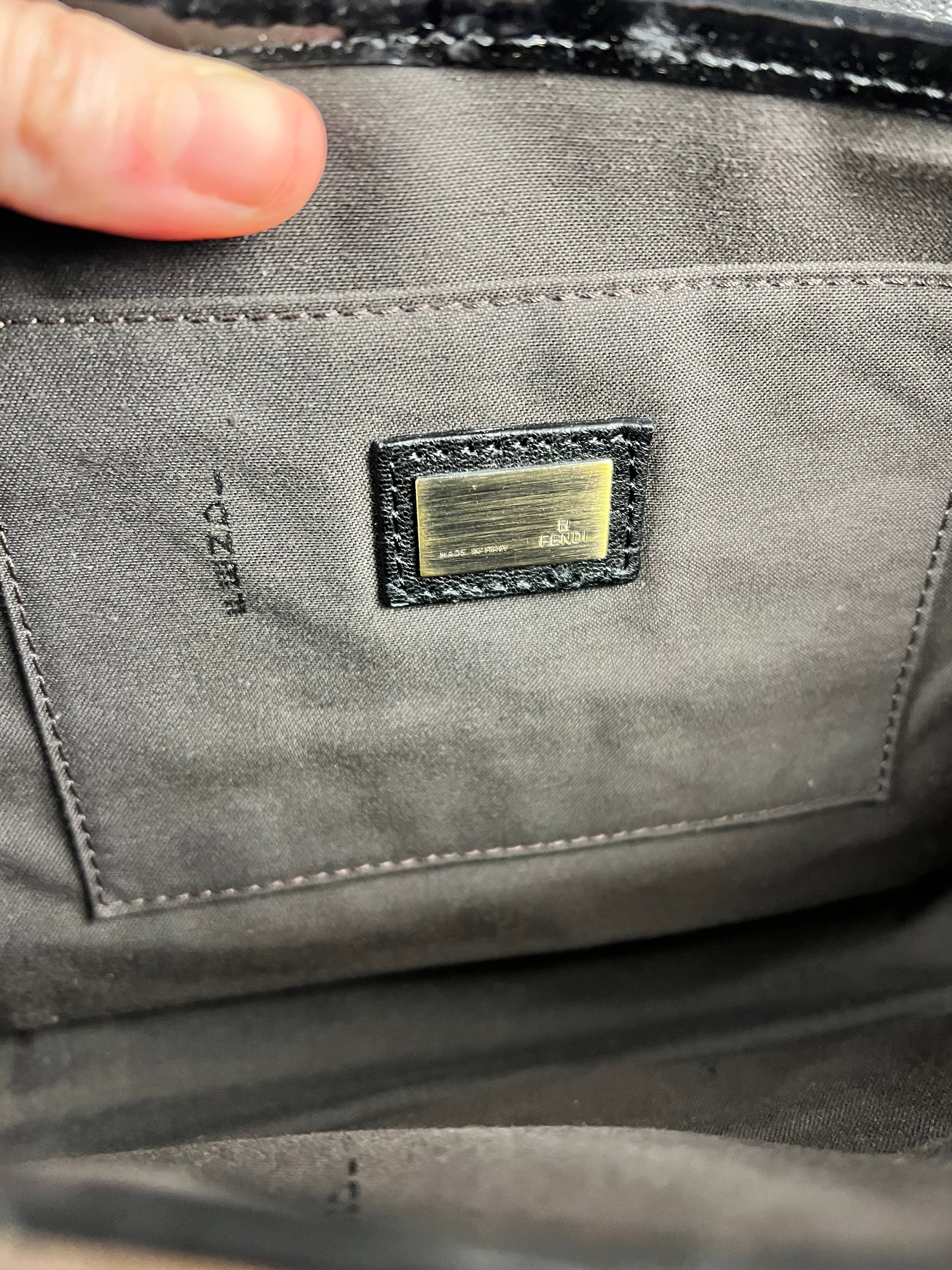 Fendi Black Patent Buckle Leather Shoulder Bag