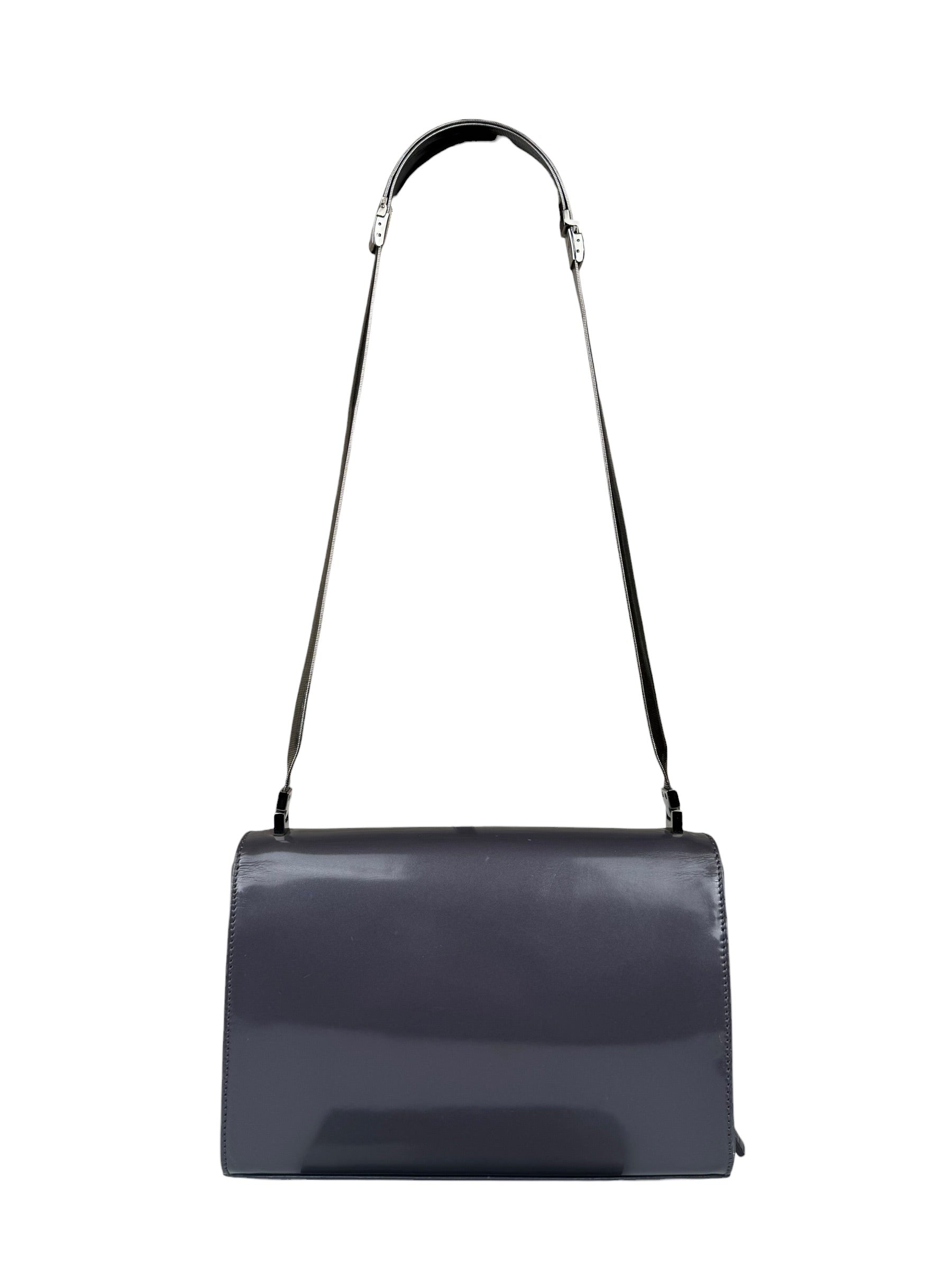 Gucci Grey Patent Leather Flap Mini Shoulder Bag