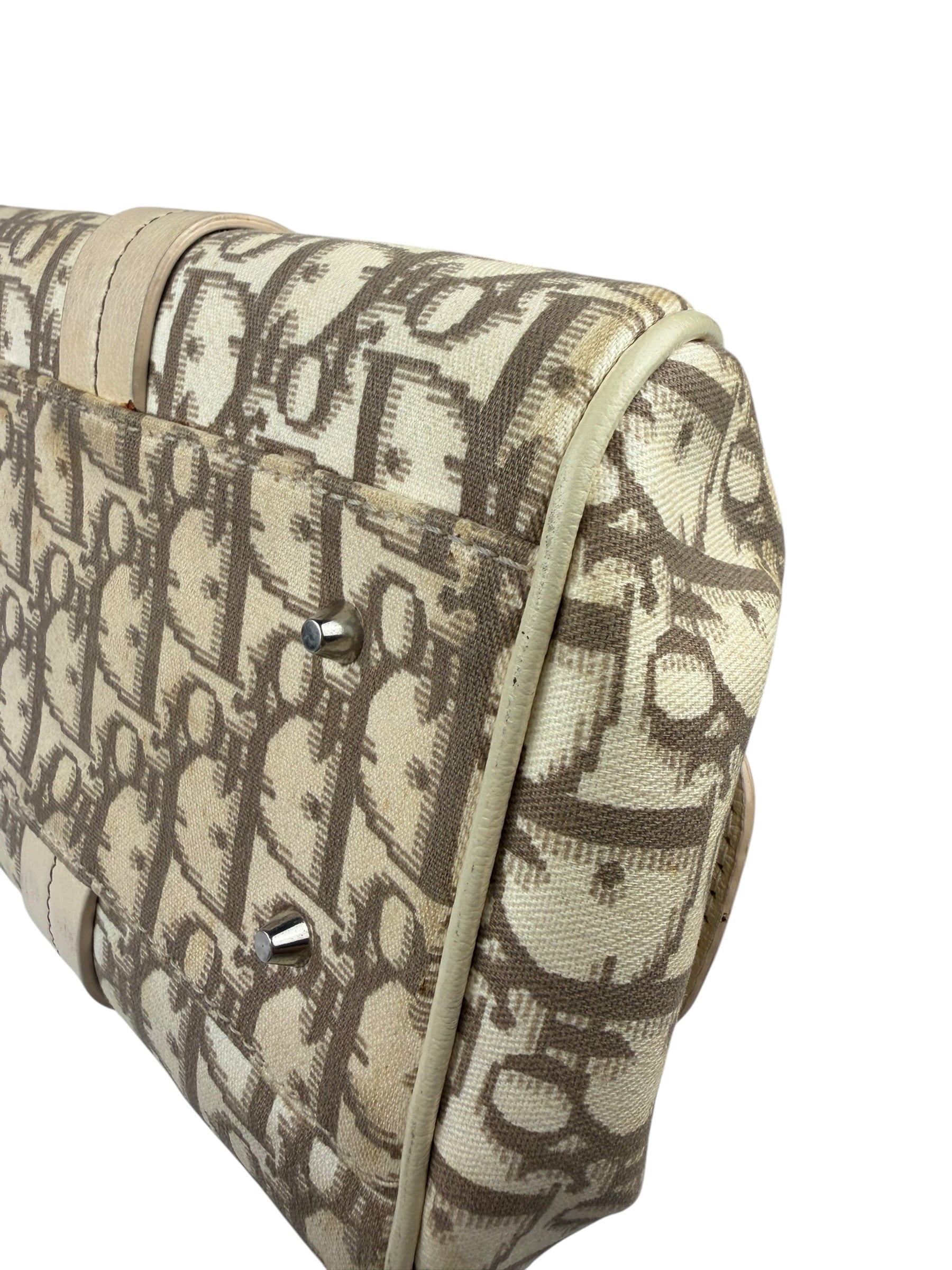 Christian Dior Vintage Monogram Flower Frame Satchel Hand Bag