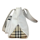 Burberry White Pebbled Leather Shoulder Bag