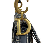 Christian Dior Navy Leather Trim Trotter Saddle Two-Way Bag