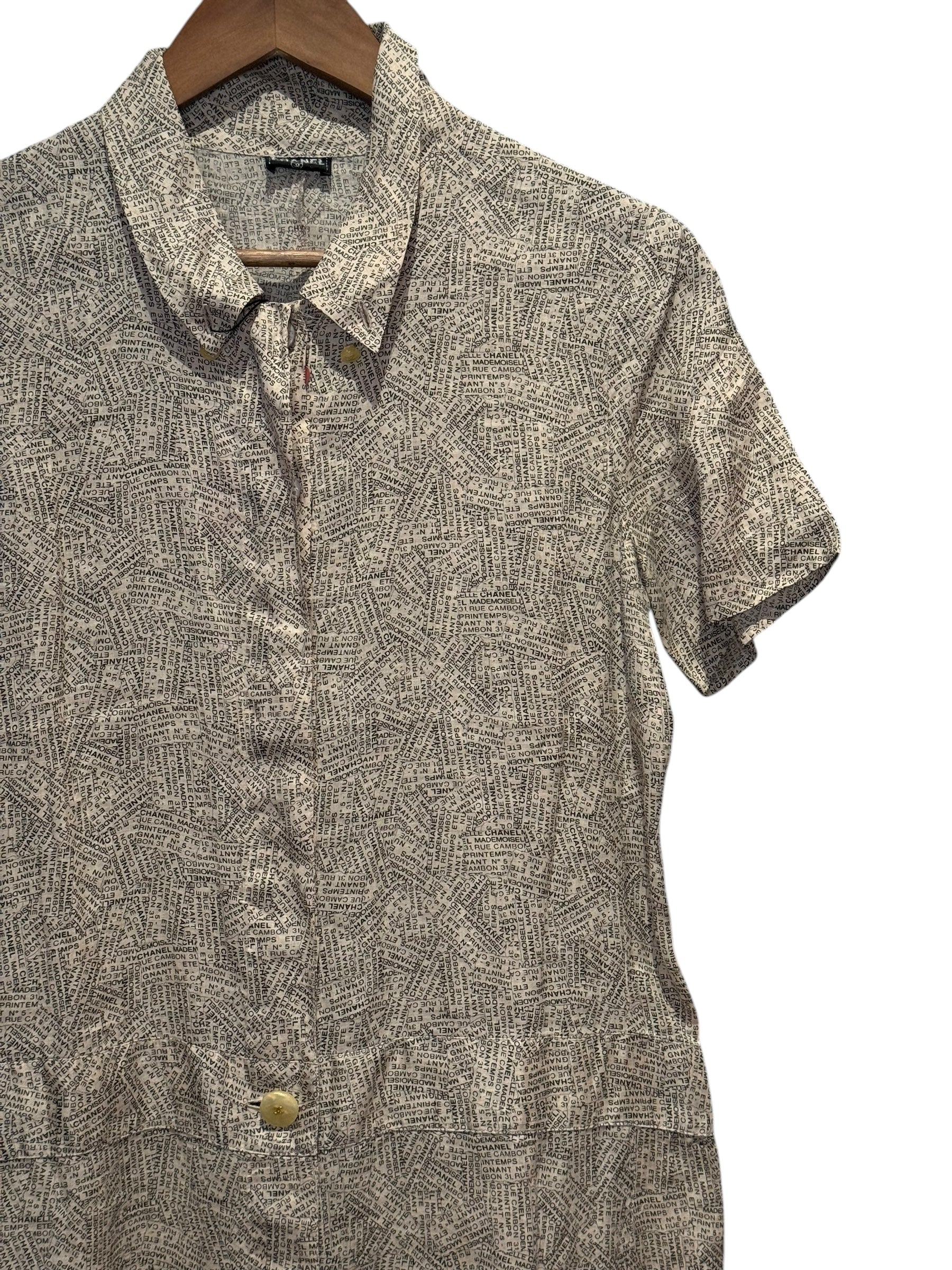 Chanel Newspaper Print Button Up Dress