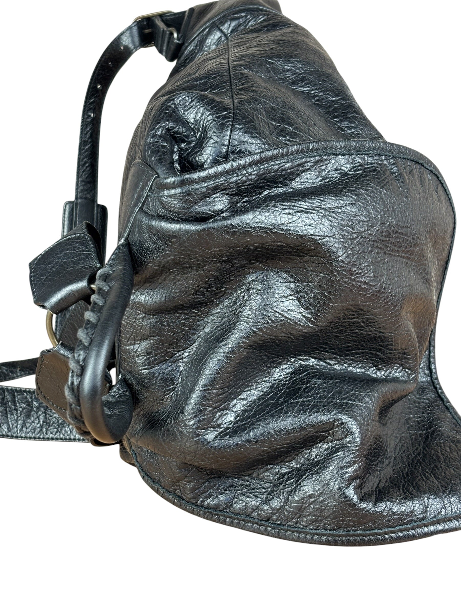 Balenciga Black Leather Classic Traveler Backpack
