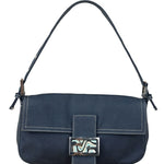Fendi FF Wave Buckle Denim Baguette