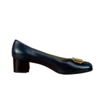 Salvatore Ferragamo Blue Gold Buckles Pumps