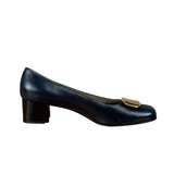 Salvatore Ferragamo Blue Gold Buckles Pumps