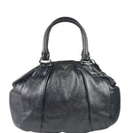 Prada Shiny Black Cervo Pleated Shoulder Bag