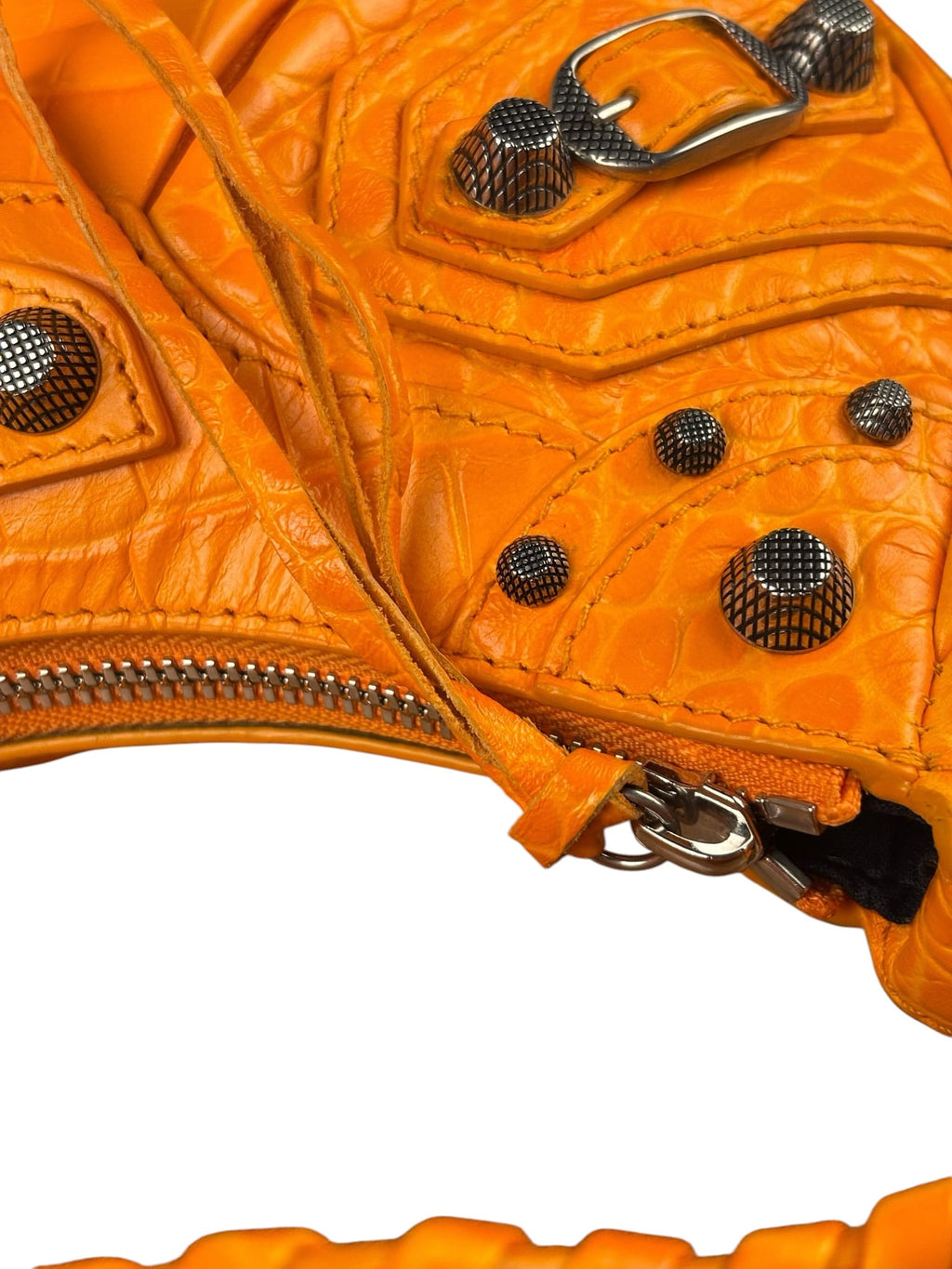 Balenciaga Orange Leather Moto City Bag