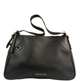 Gucci Black Leather GG Emblem Hobo Bag