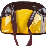 Prada Vintage Yellow/Burgundy Patent Leather Bowler Shoulder Bag