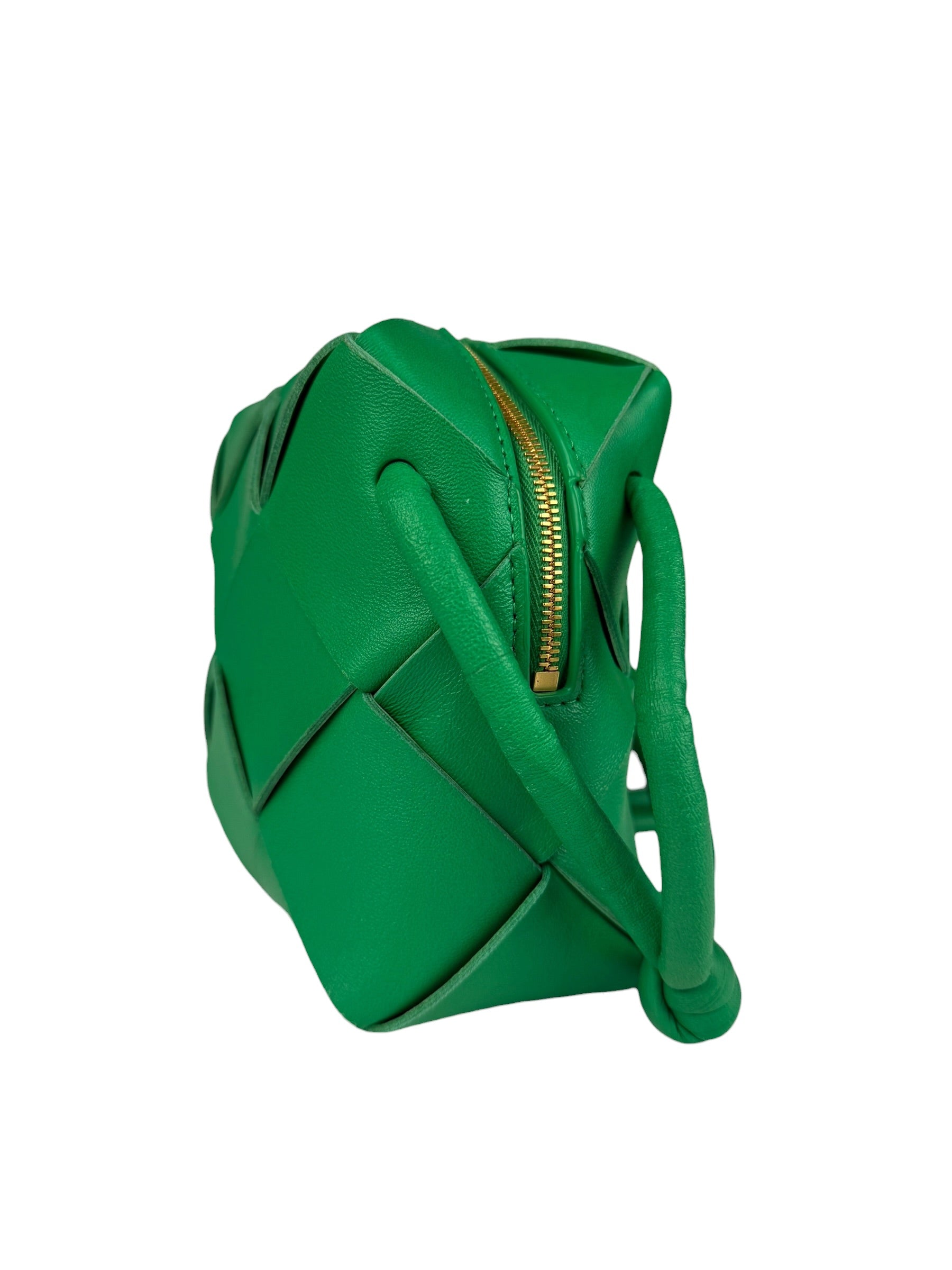 Bottega Veneta Small Green Intrecciato Cassette Camera Bag