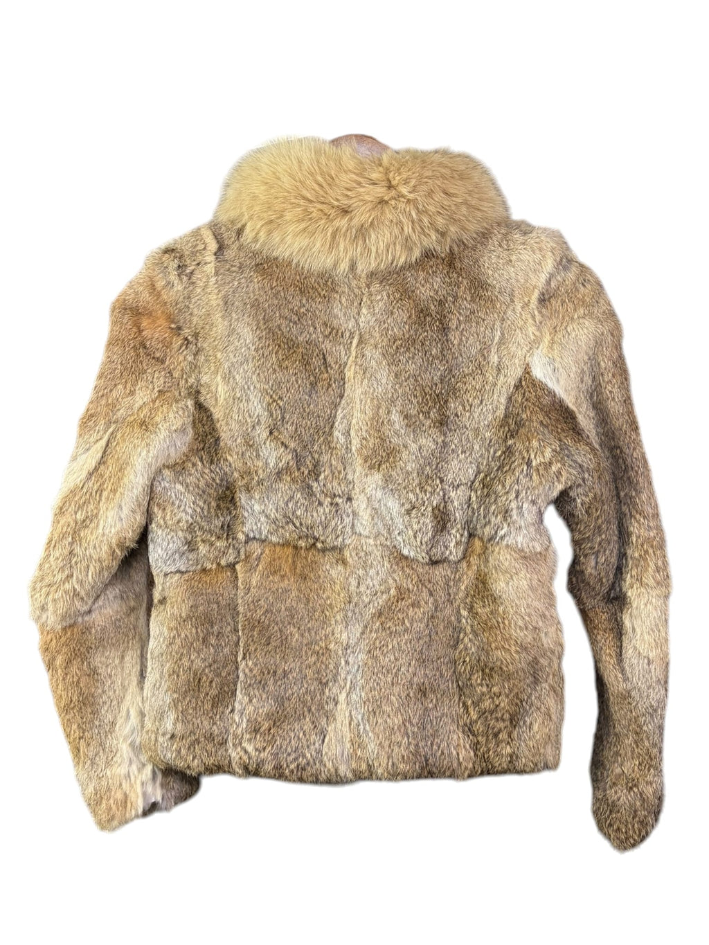 Vintage Dritte Brown Rabbit Fur/Fox Fur Trim Zip-Up Coat