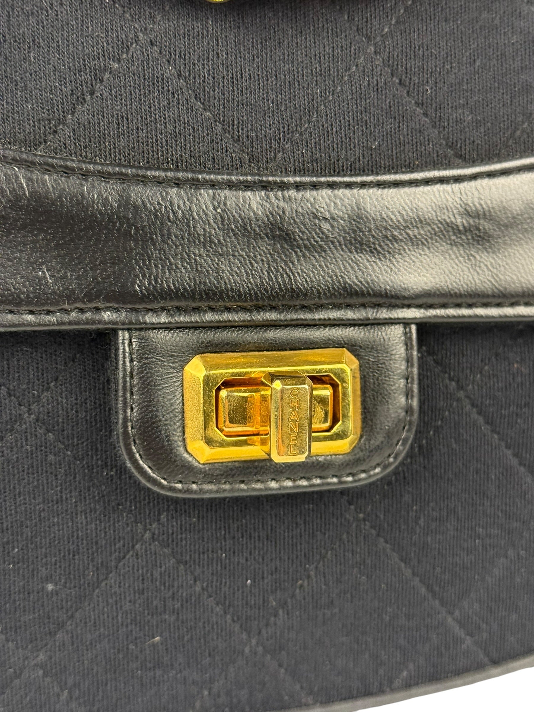 Chanel Jersey Quilted Mademoiselle Lock Flap Bag 1989