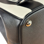 Prada Black/White Saffiano Leather Striped Two-Way Bag
