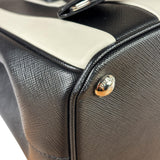 Prada Black/White Saffiano Leather Striped Two-Way Bag