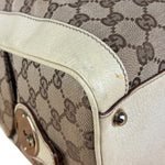 Gucci Leather Trim Monogram Canvas Web Stripe Tote Bag